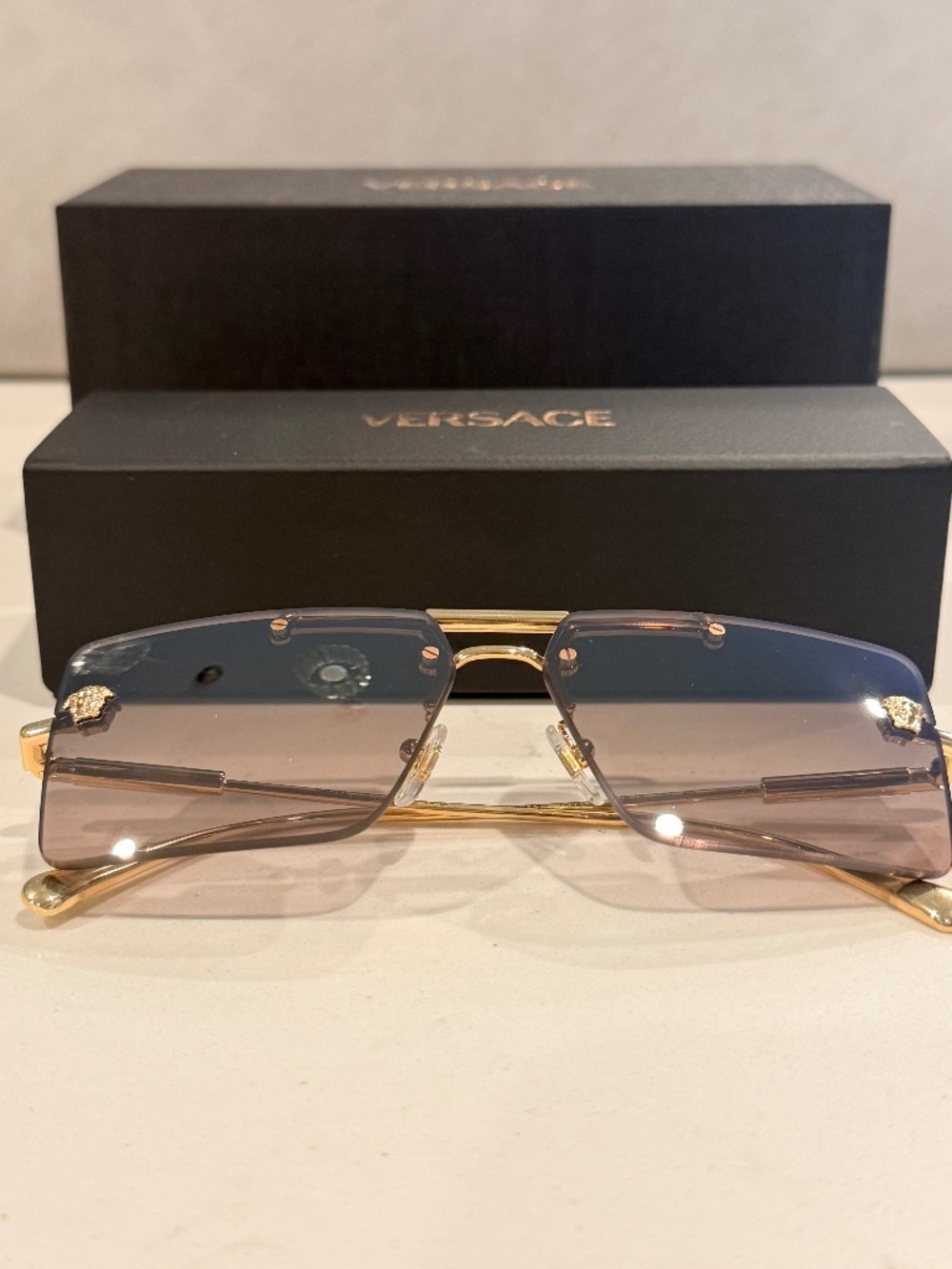 Versace *BRAND NEW* Full Set 0VE2245 Sunglasses Gold Frame, Gray Lenses, 60MM